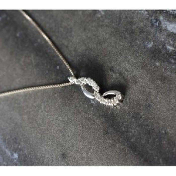 925 Sterling Silver CZ Chain With Pendant Italy