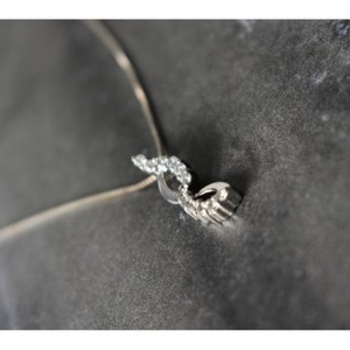 925 Sterling Silver CZ Chain With Pendant Italy