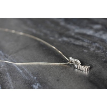 925 Sterling Silver CZ Chain with Pendant Italy