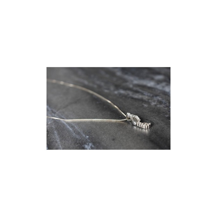925 Sterling Silver CZ Chain with Pendant Italy