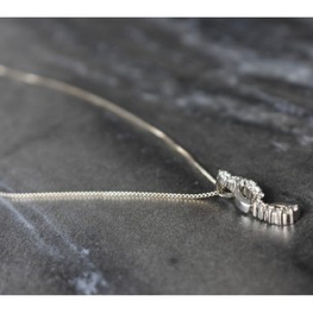 925 Sterling Silver CZ Chain With Pendant Italy