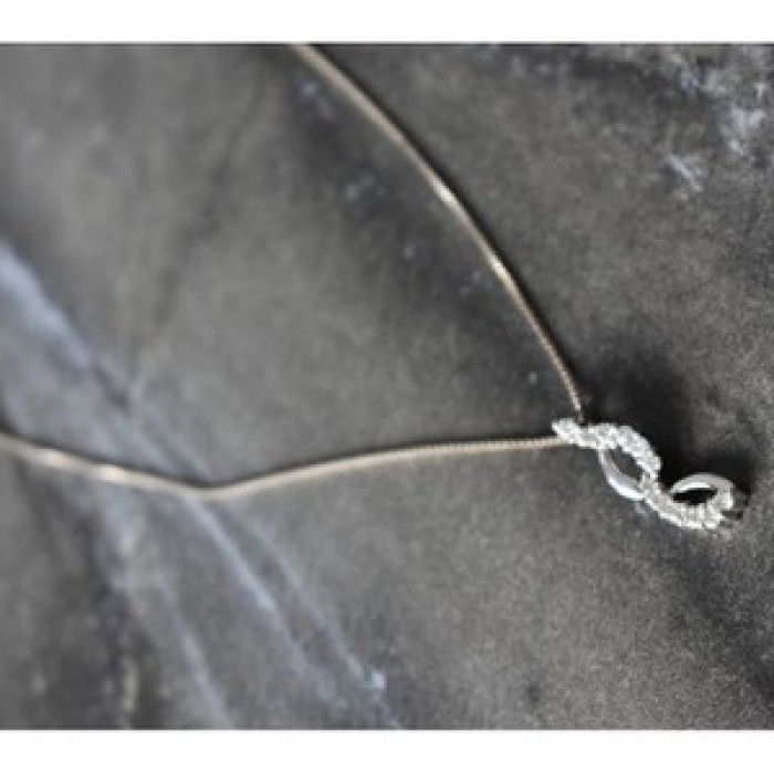 925 Sterling Silver CZ Chain With Pendant Italy