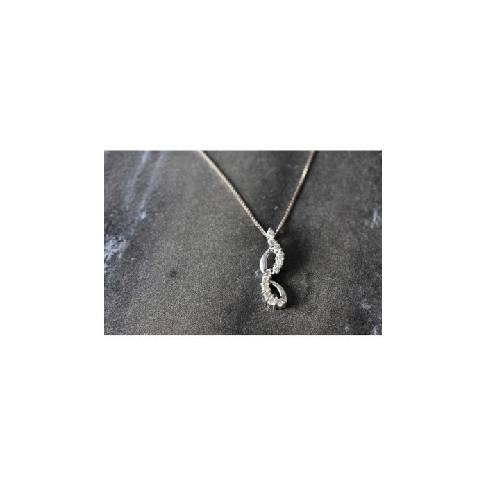925 Sterling Silver CZ Chain with Pendant Italy