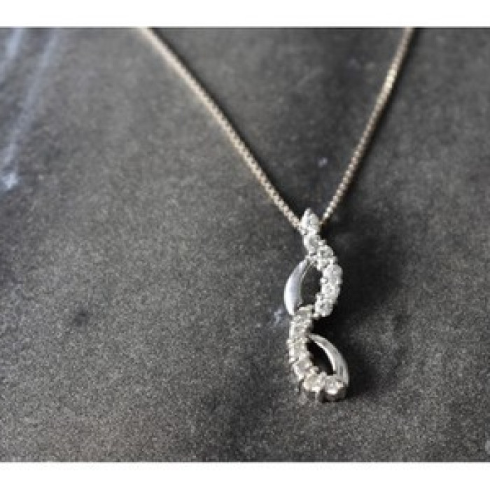 925 Sterling Silver CZ Chain With Pendant Italy