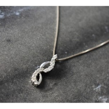 925 Sterling Silver CZ Chain With Pendant Italy