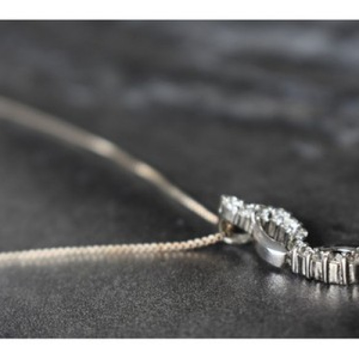 925 Sterling Silver CZ Chain With Pendant Italy