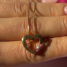 925 Sterling Silver Gold Plated Ruby & Diamond Heart Necklace