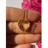 925 Sterling Silver Gold Plated Ruby & Diamond Heart Necklace