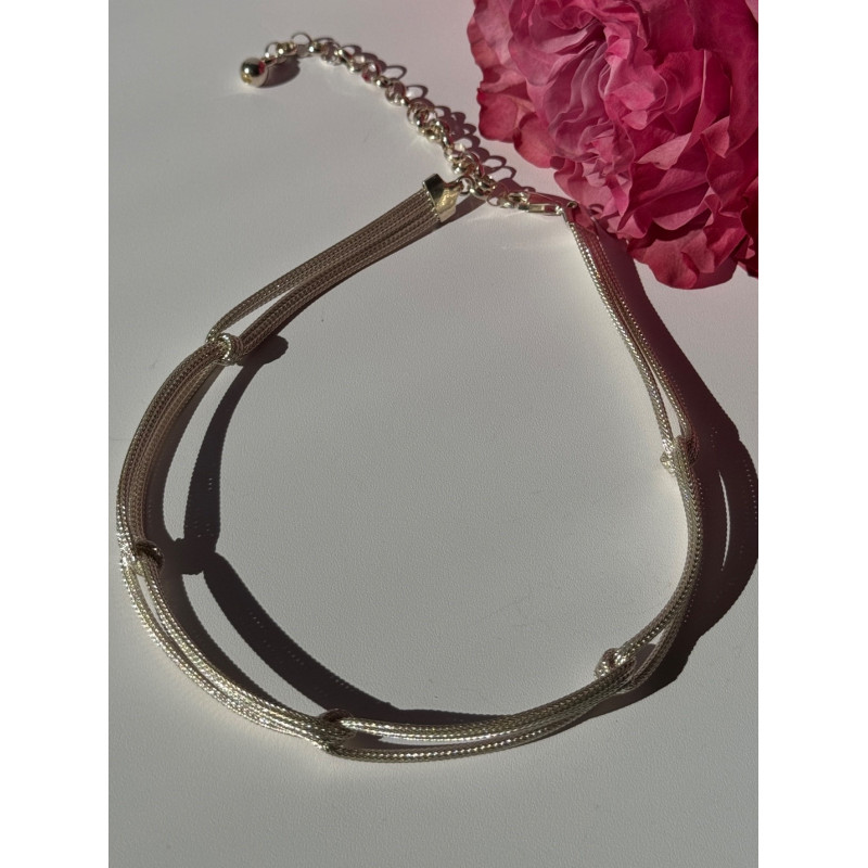 925 Sterling Silver Aquamarine & Emerald Necklace Length 17 inch