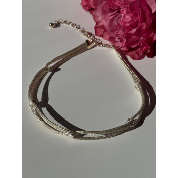 925 Sterling Silver Aquamarine & Emerald Necklace Length 17 inch