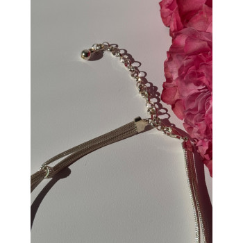 925 Sterling Silver Aquamarine & Emerald Necklace Length 17 inch