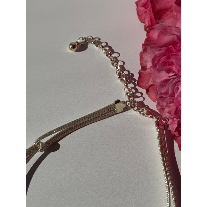 925 Sterling Silver Aquamarine & Emerald Necklace Length 17 inch