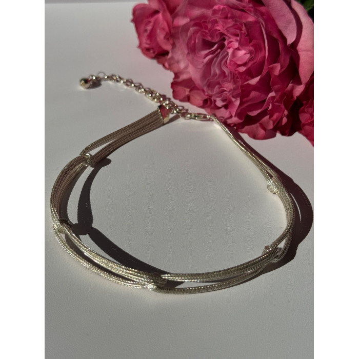 925 Sterling Silver Aquamarine & Emerald Necklace Length 17 inch