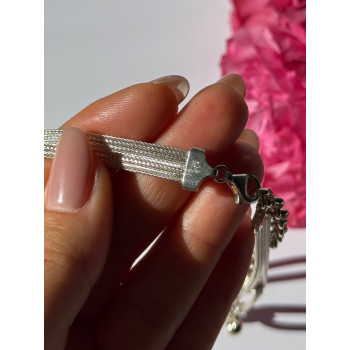 925 Sterling Silver Aquamarine & Emerald Necklace Length 17 inch