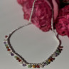 925 Sterling Silver Multi Color Agate Necklace Length 15/18 Inch
