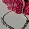 925 Sterling Silver Multi Color Agate Necklace Length 15/18 Inch