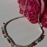 925 Sterling Silver Multi Color Agate Necklace Length 15/18 Inch