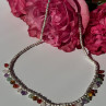 925 Sterling Silver Multi Color Agate Necklace Length 15/18 Inch