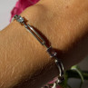 925 Sterling Silver Multi Color Gemstones Bracelet 7.5 Inch