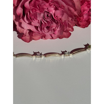 925 Sterling Silver Multi Color Gemstones Bracelet 7.5 inch