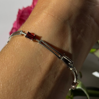 925 Sterling Silver Multi Color Gemstones Bracelet 7.5 Inch
