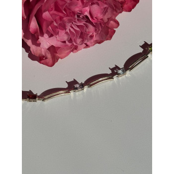 925 Sterling Silver Multi Color Gemstones Bracelet 7.5 inch