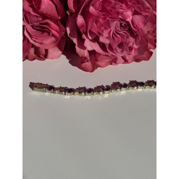 925 Sterling Silver Amethyst Bracelet 7.5 inch