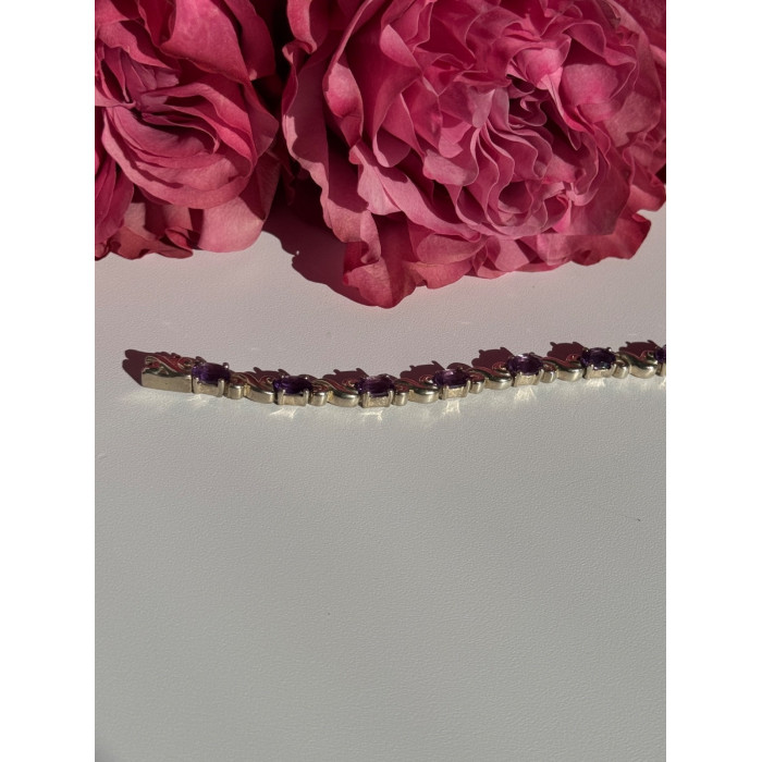 925 Sterling Silver Amethyst Bracelet 7.5 inch