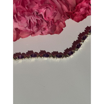 925 Sterling Silver Amethyst Bracelet 7.5 inch