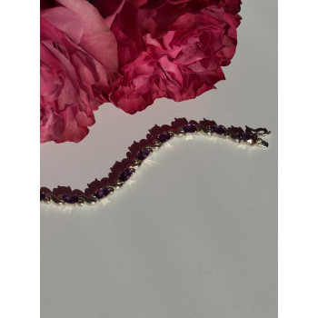 925 Sterling Silver Amethyst Bracelet 7.5 inch