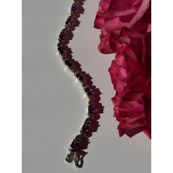 925 Sterling Silver Amethyst Bracelet 7.5 inch
