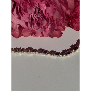 925 Sterling Silver Amethyst Bracelet 7.5 inch