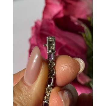 925 Sterling Silver Amethyst Bracelet 7.5 inch