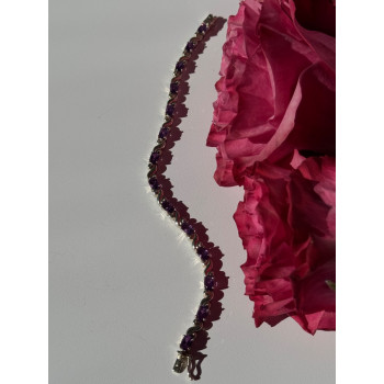 925 Sterling Silver Amethyst Bracelet 7.5 inch