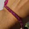 925 Sterling Silver Gold Plated Pink Topaz Bracelet 7 Inch
