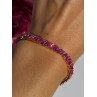 925 Sterling Silver Gold Plated Pink Topaz Bracelet 7 inch