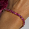 925 Sterling Silver Gold Plated Pink Topaz Bracelet 7 Inch