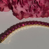 925 Sterling Silver Gold Plated Pink Topaz Bracelet 7 Inch