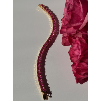 925 Sterling Silver Gold Plated Pink Topaz Bracelet 7 inch