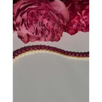 925 Sterling Silver Gold Plated Pink Topaz Bracelet 7 inch