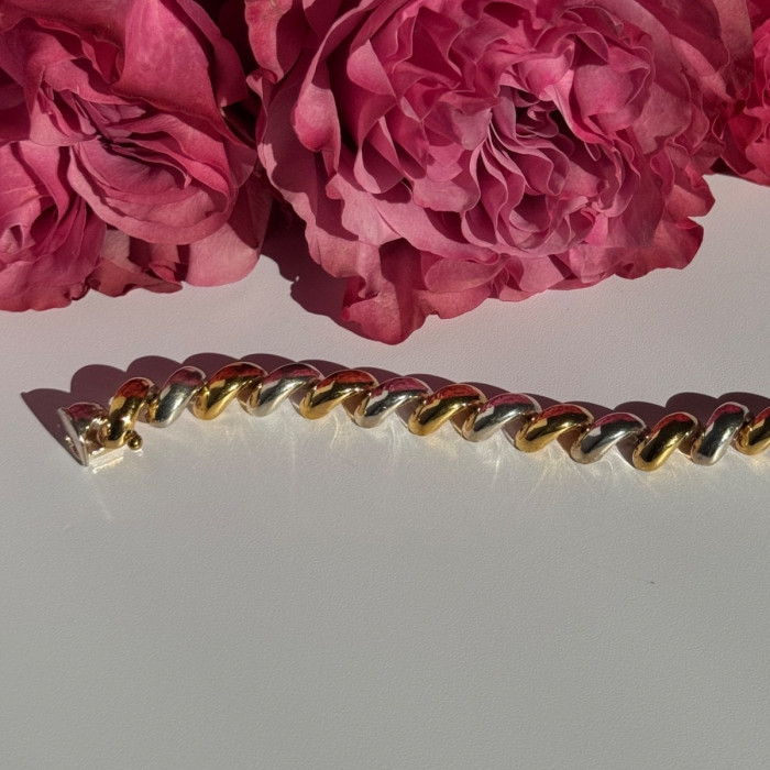 Italy Milor 925 Sterling Silver Gold Plated Bracelet 7 Inch