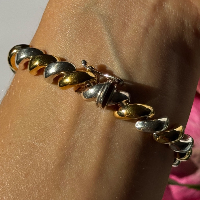 Italy Milor 925 Sterling Silver Gold Plated Bracelet 7 Inch