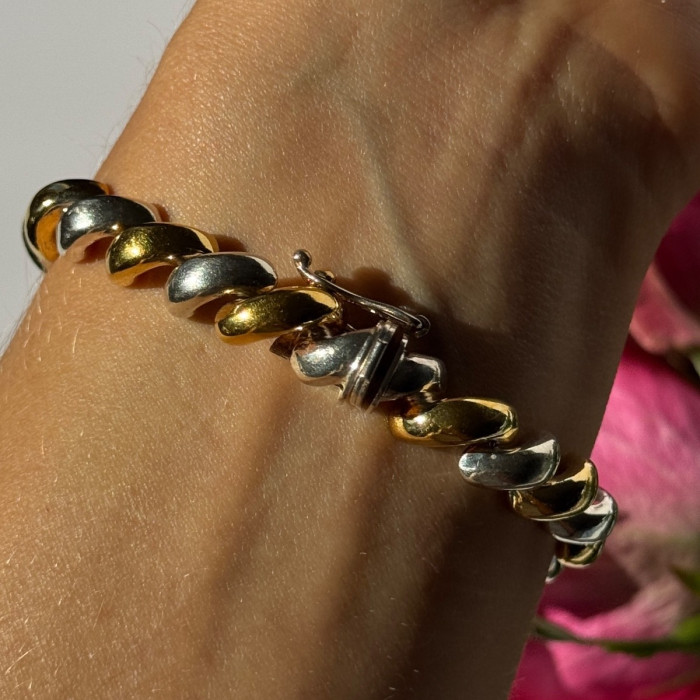 Italy Milor 925 Sterling Silver Gold Plated Bracelet 7 Inch