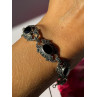 Vintage 925 Sterling Silver Onyx & Marcasite Bracelet 7 inch