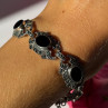 Vintage 925 Sterling Silver Onyx & Marcasite Bracelet 7 Inch