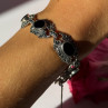 Vintage 925 Sterling Silver Onyx & Marcasite Bracelet 7 Inch