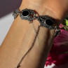 Vintage 925 Sterling Silver Onyx & Marcasite Bracelet 7 Inch