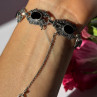 Vintage 925 Sterling Silver Onyx & Marcasite Bracelet 7 Inch