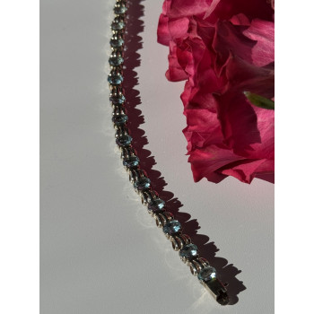 925 Sterling Silver Blue Topaz Bracelet 7.5 inch