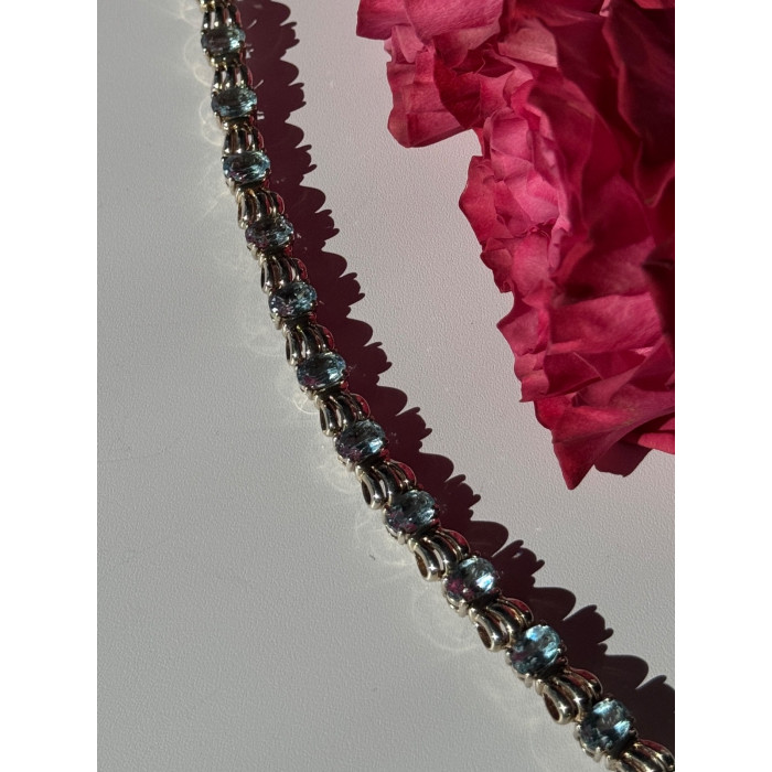 925 Sterling Silver Blue Topaz Bracelet 7.5 inch
